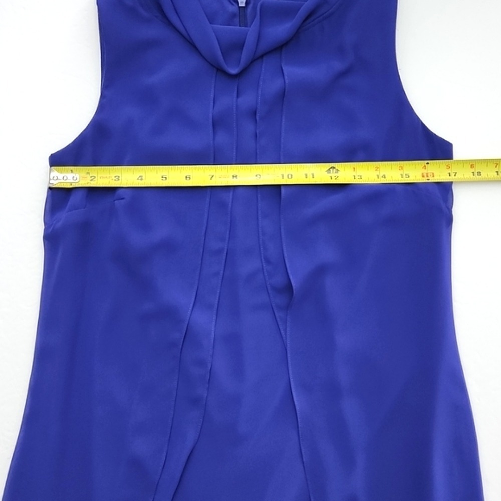 SLNY Women's Royal Blue Tiered Chiffon Sleeveless Shift Dress 6 - Picture 11 of 13
